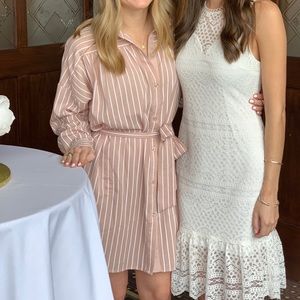 Blush stripe shirt dress